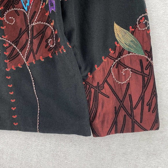 Bala Bala 100% SILK Blazer Jacket Womens 1X Art To Wear Embroidered Floral - Picture 4 of 15